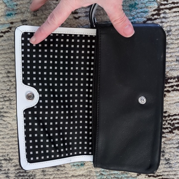 Kate Spade Saturday 2 in 1 Black & White Leather Double Wallet Wristlet - Picture 8 of 16